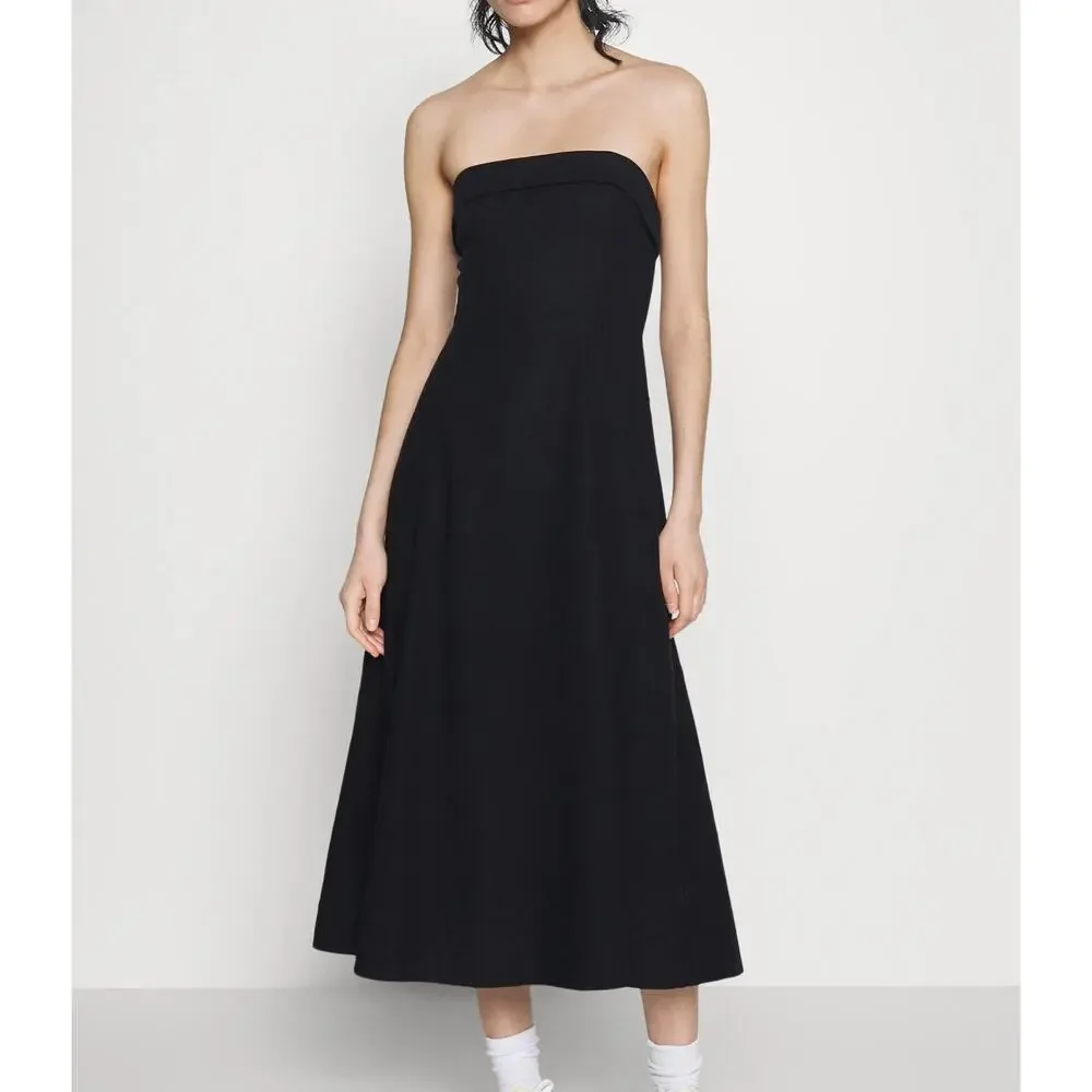 Abercrombie & Fitch Black Strapless Midi Dress - Picture 1 of 7